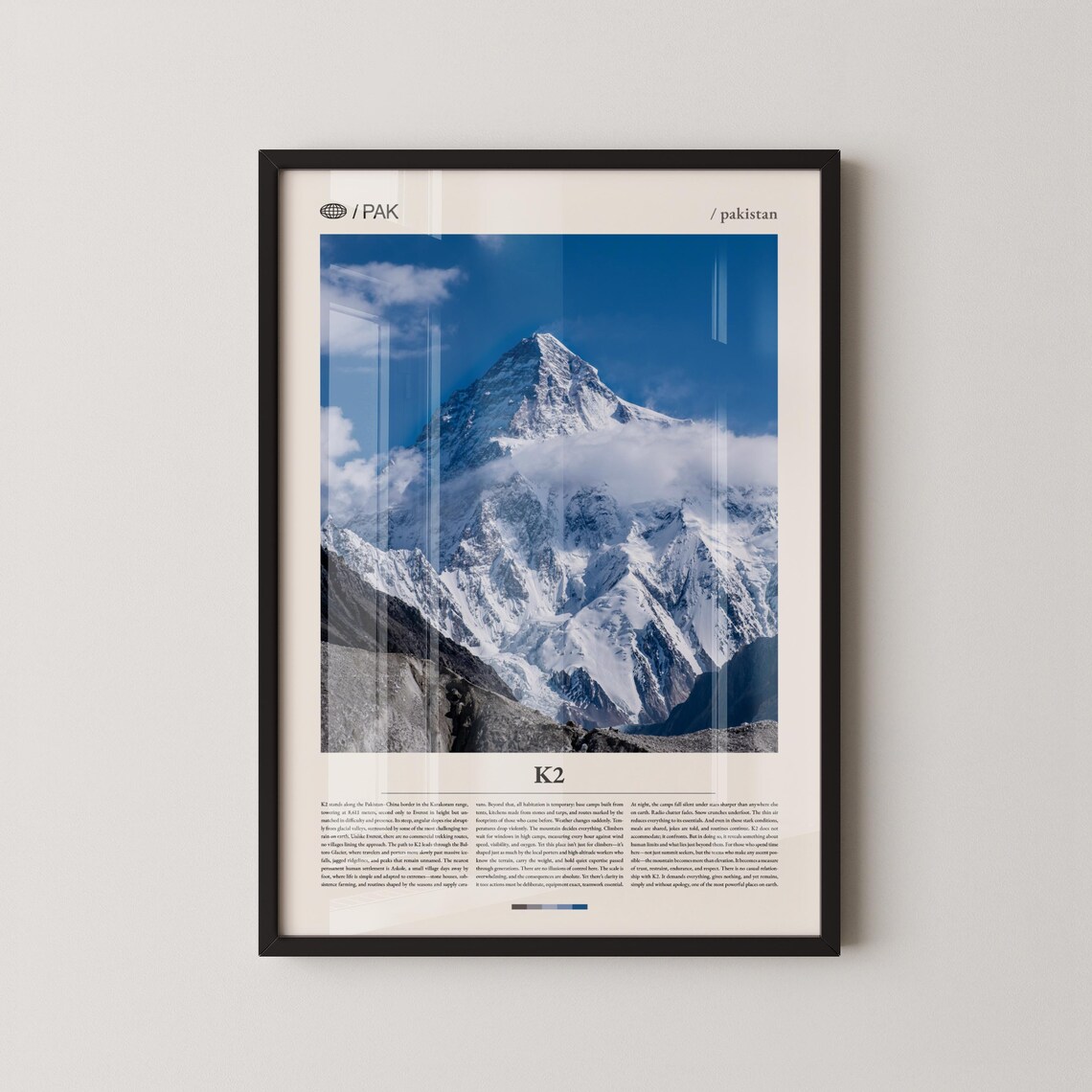 K2 Pakistan Karakoram Mountain Peak Photography Travel Poster