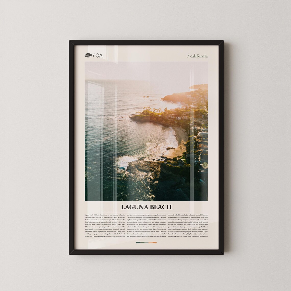Laguna Beach California Sunset Shoreline Waves Aerial Photo Poster