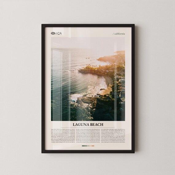 Laguna Beach California Sunset Shoreline Waves Aerial Photo Poster