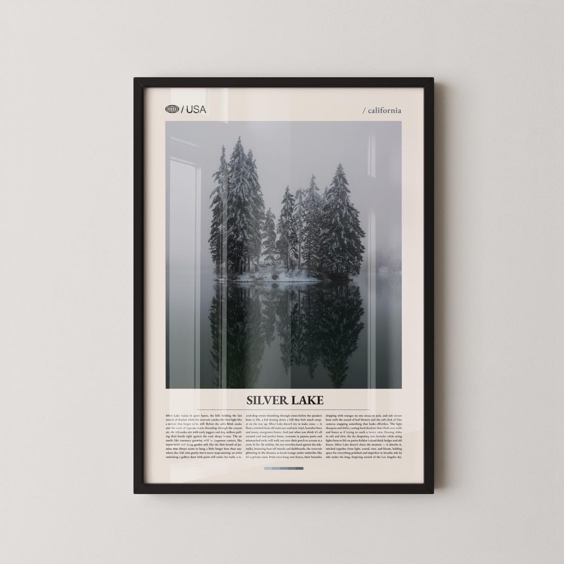 Silver Lake California Misty Winter Pines Reflection Travel Poster