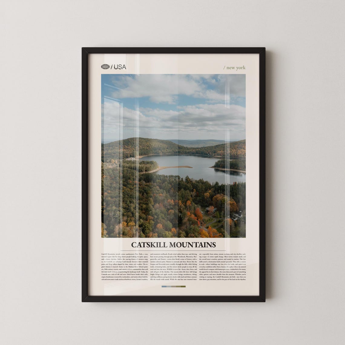 Catskill Mountains New York Aerial Autumn Forest Lake Travel Poster