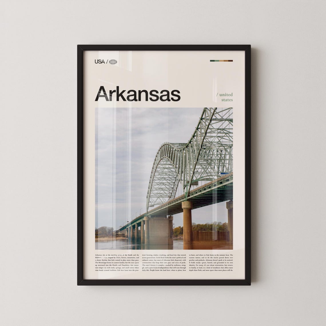 Arkansas Mississippi River Steel Bridge Crossing Travel Poster