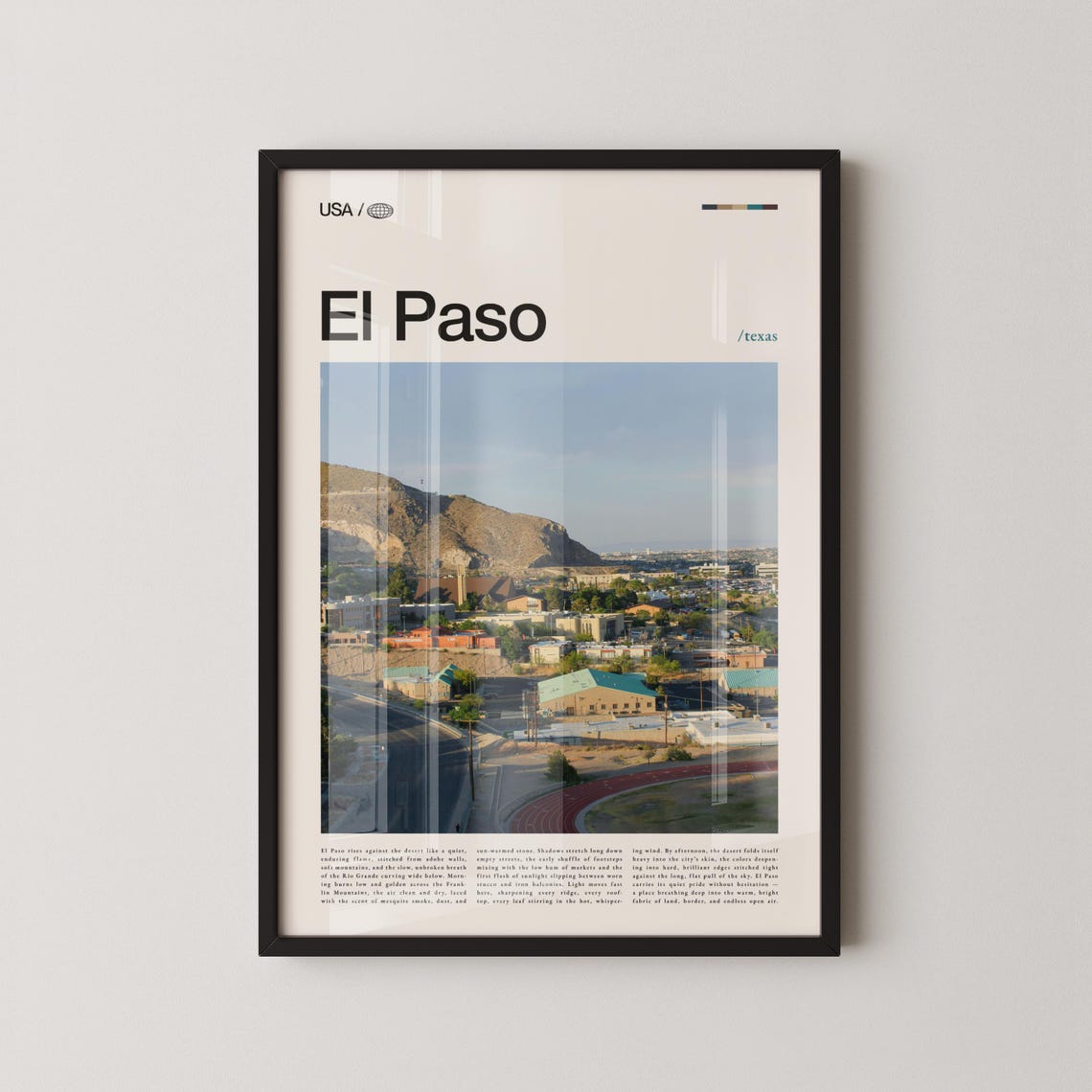 El Paso Texas Downtown Bold Header Modern City Travel Poster