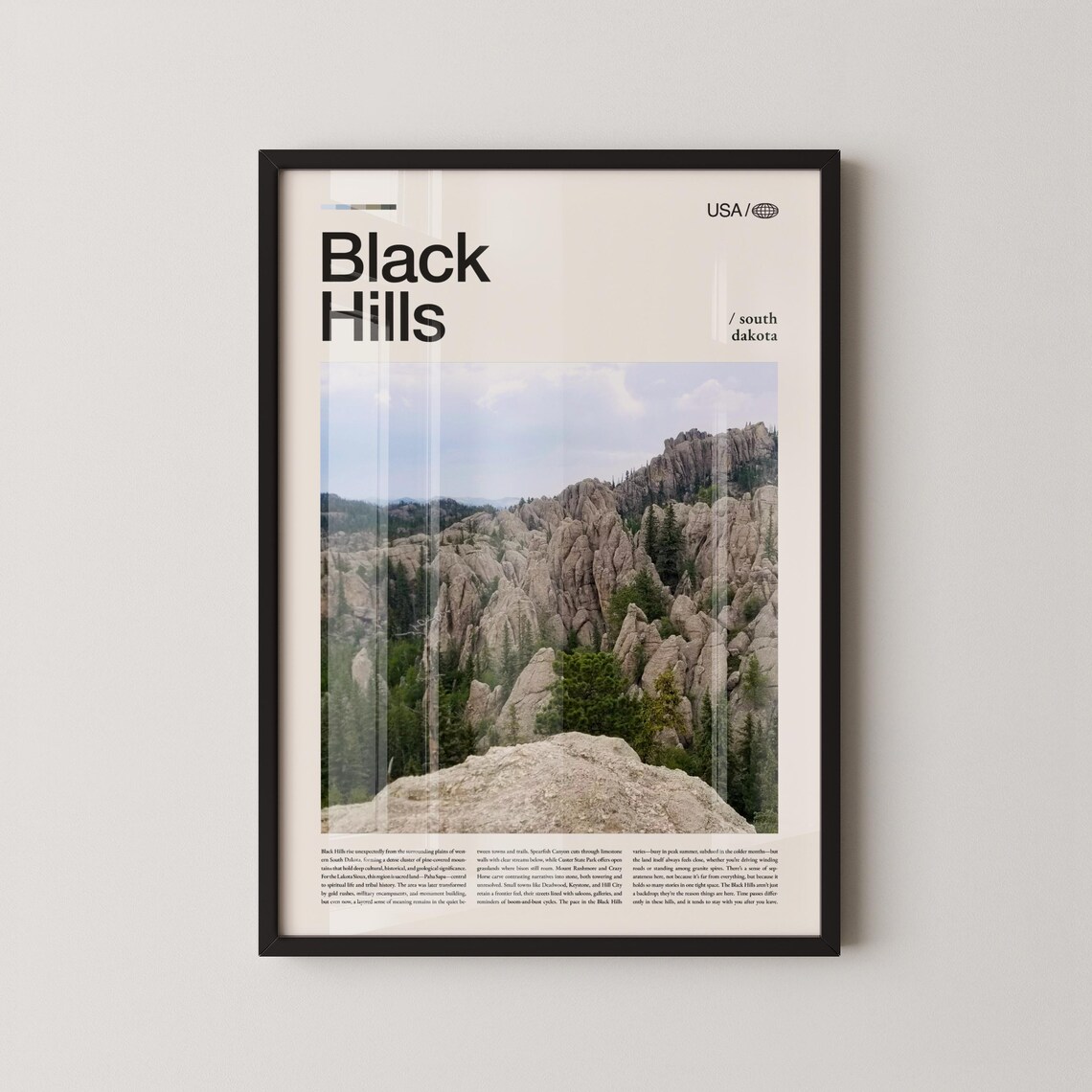 Black Hills South Dakota Rocky Peaks Vintage Travel Photography Poster