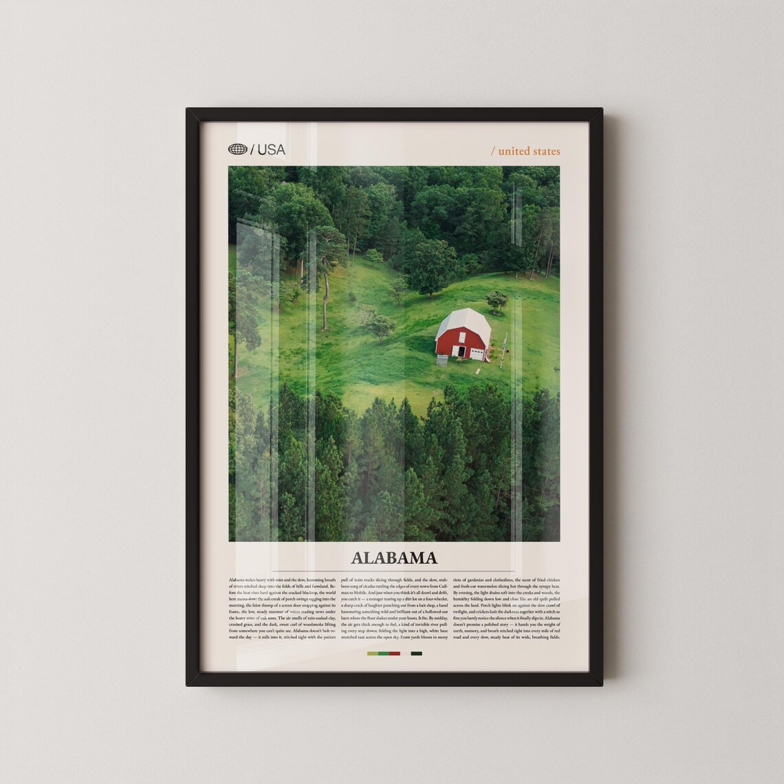 Alabama Southern Landscape Red Barn Photo Editorial Travel Poster