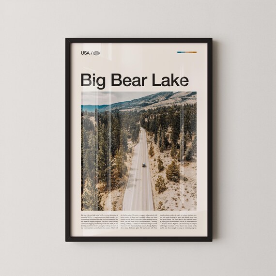 Big Bear Lake Print Wall Art Poster Photo Mountain Resort Boulder Bay