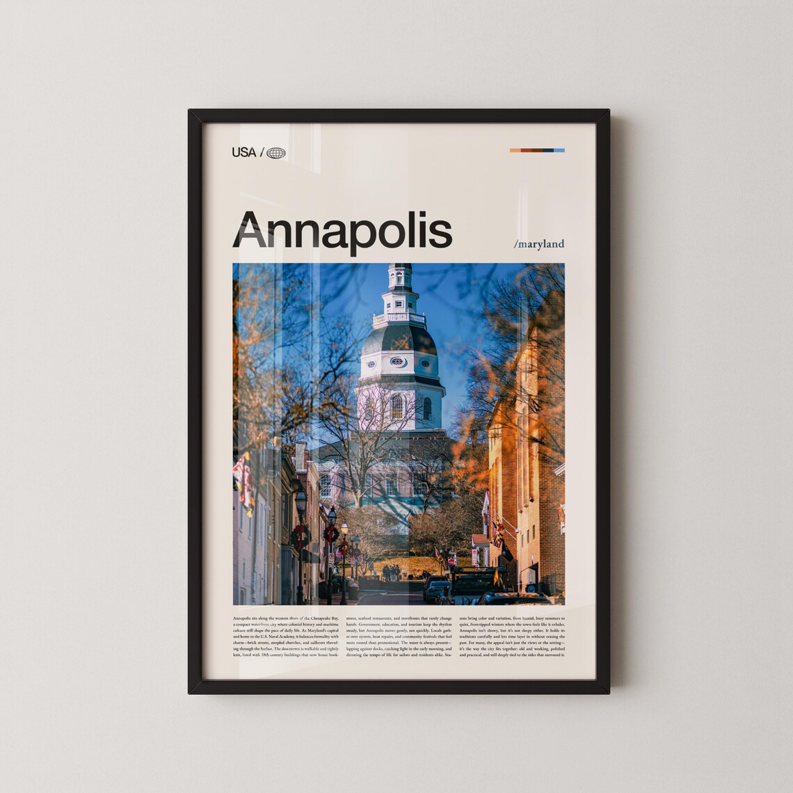 Annapolis Maryland State House Winter Street Scene Photo Poster