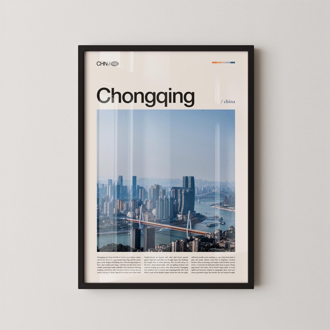 Chongqing China Futuristic Skyline Yangtze River Travel Poster