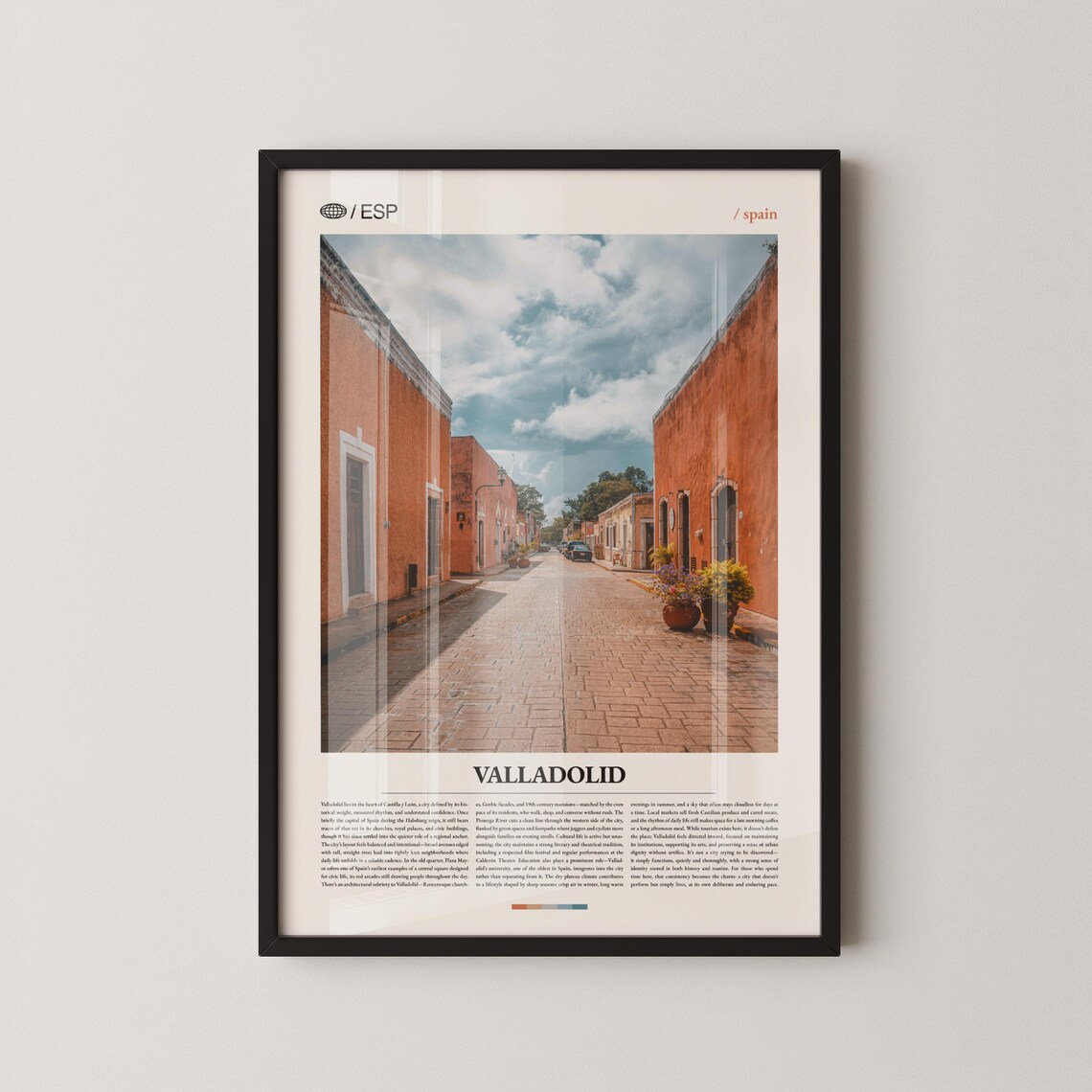 Valladolid Spain Terracotta Street Historic Cityscape Photo Poster