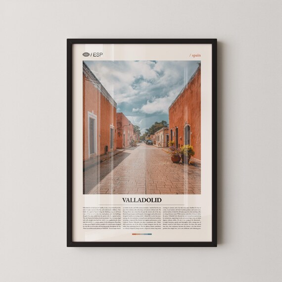 Valladolid Spain Terracotta Street Historic Cityscape Photo Poster