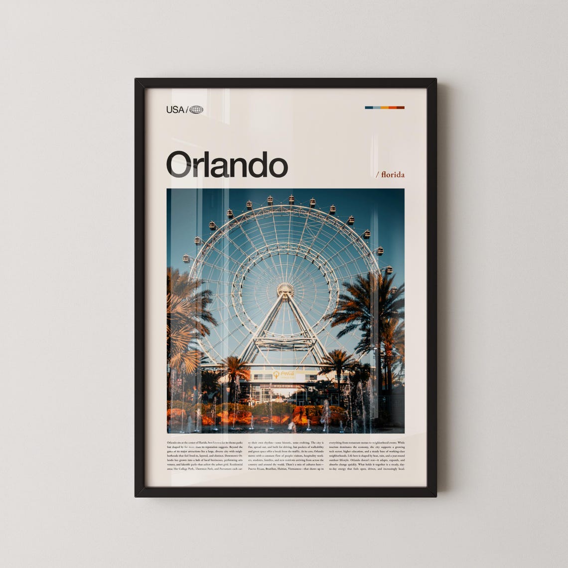 Orlando Eye Ferris Wheel Palms Florida Sunshine Travel Poster