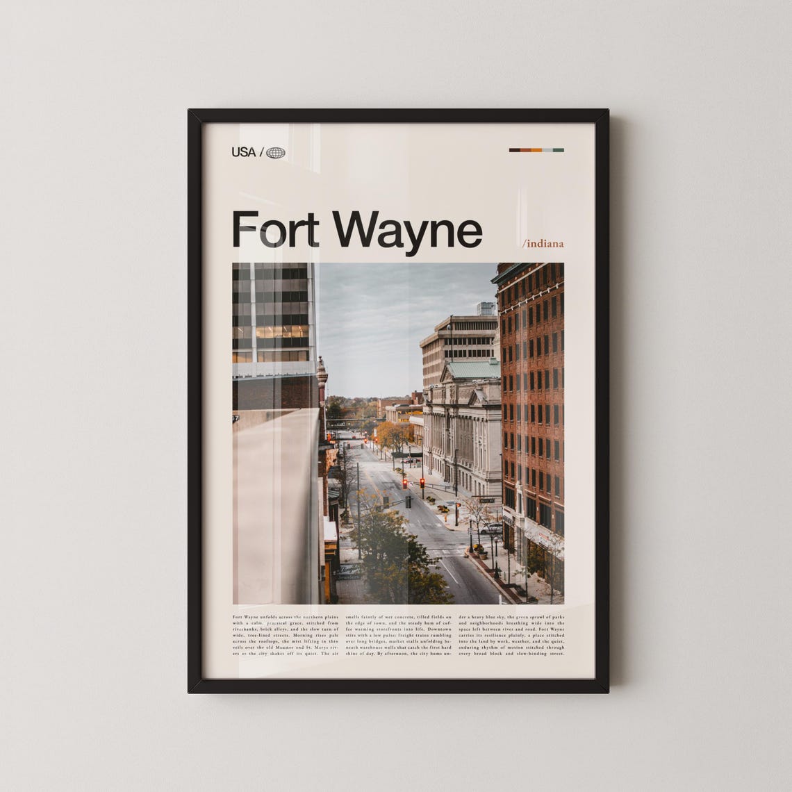 Fort Wayne Indiana Downtown Modern Minimal Travel Poster Photo