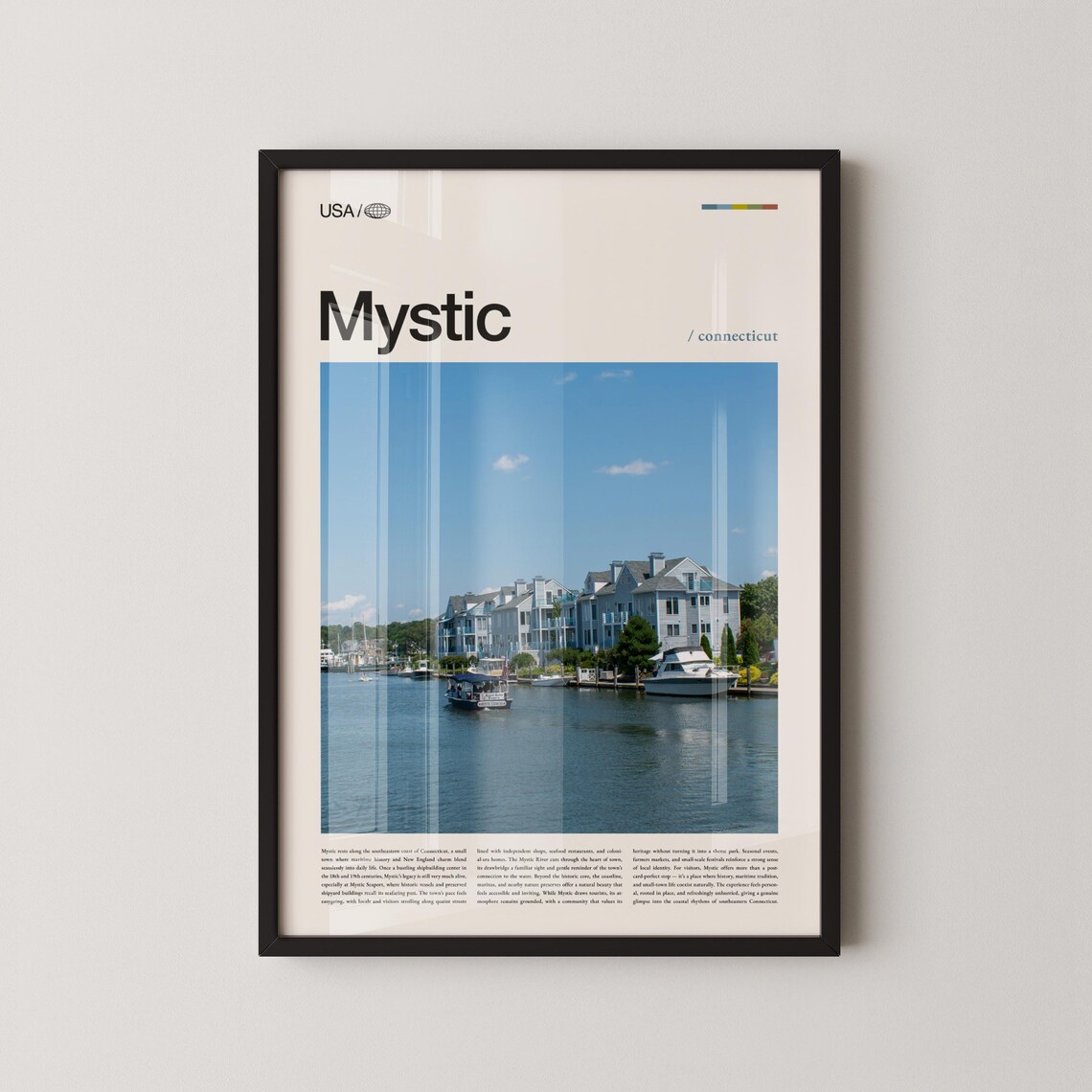 Mystic Connecticut Marina Waterfront Boats Photography Poster