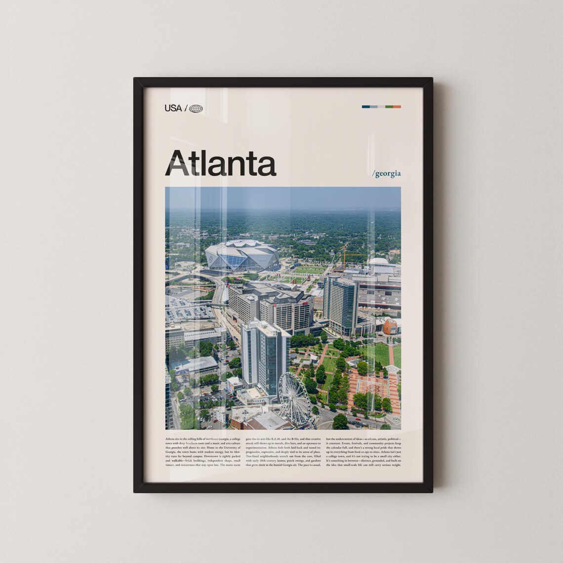 Atlanta Georgia Aerial View Downtown Ferris Wheel Photo Poster
