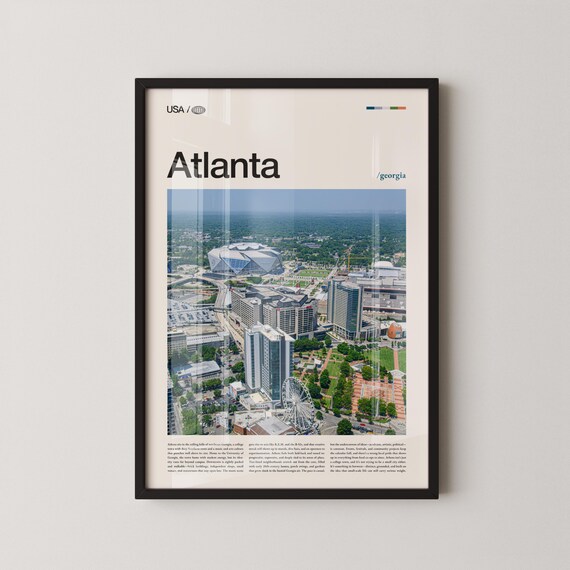Atlanta Georgia Aerial View Downtown Ferris Wheel Photo Poster