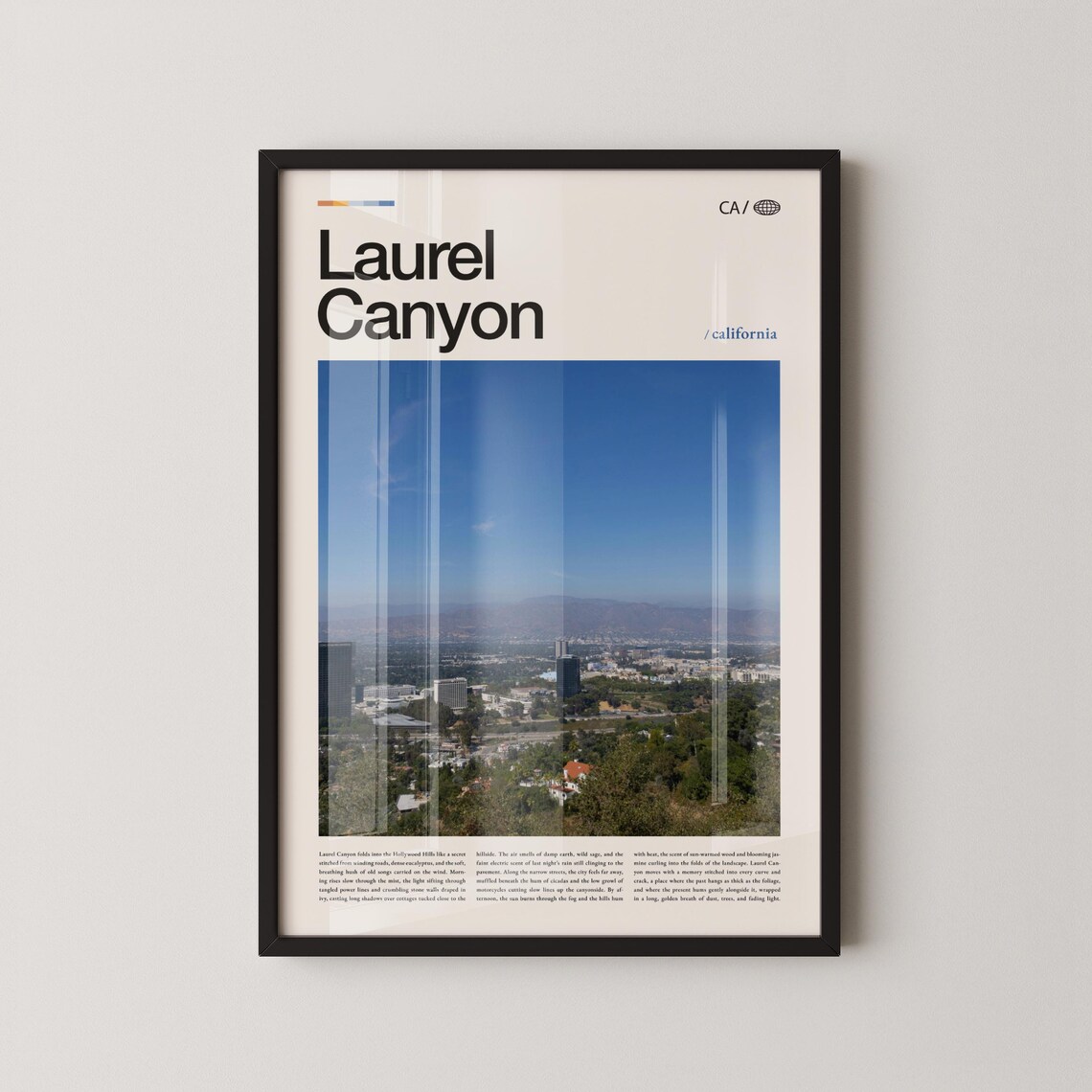 Laurel Canyon California City View Minimalist Journal Travel Print