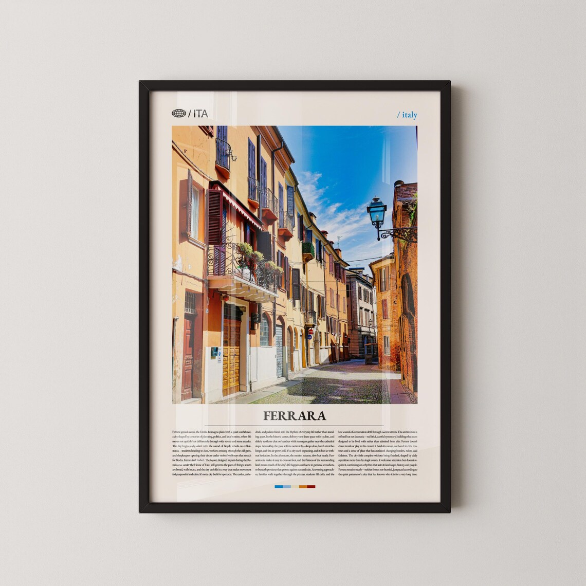 Ferrara Italy Historic Cobblestone Street Photography Travel Poster