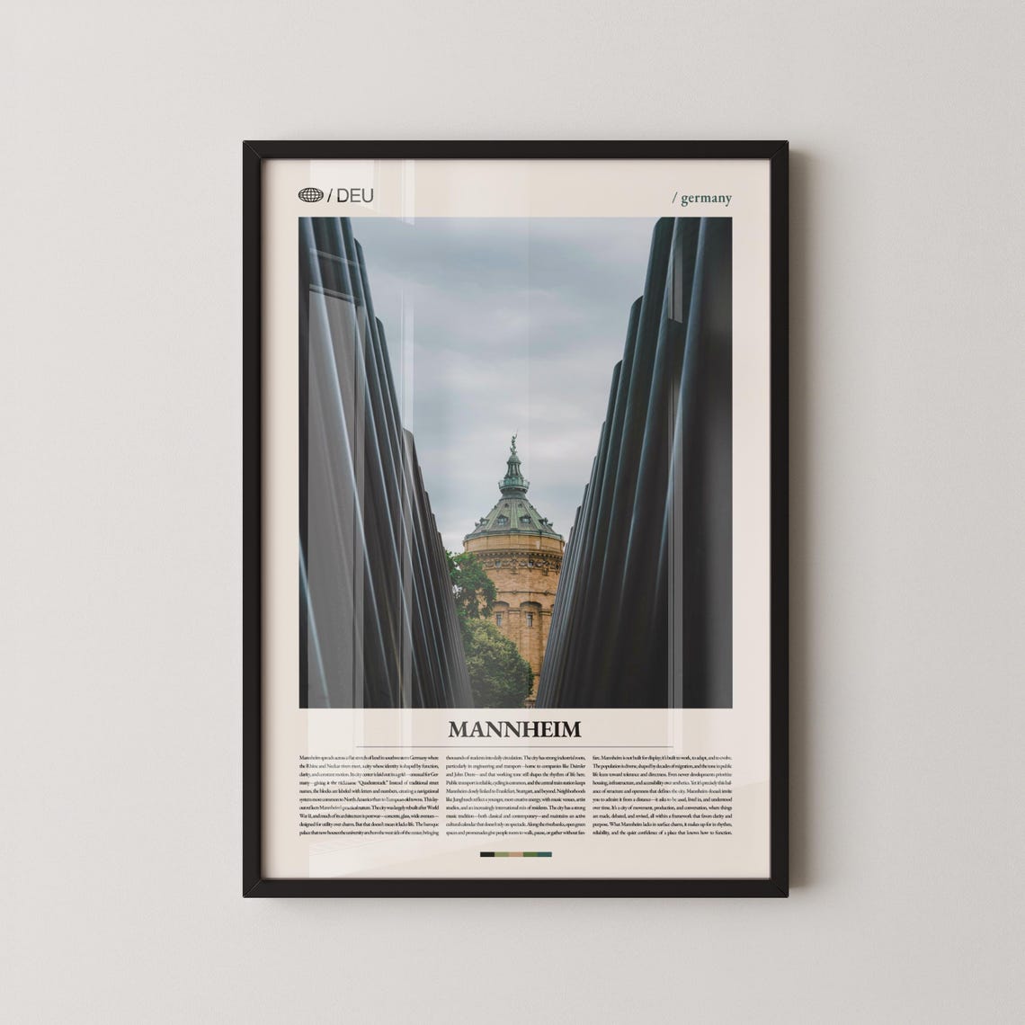 Mannheim Germany Historic Cityscape Photography Travel Poster