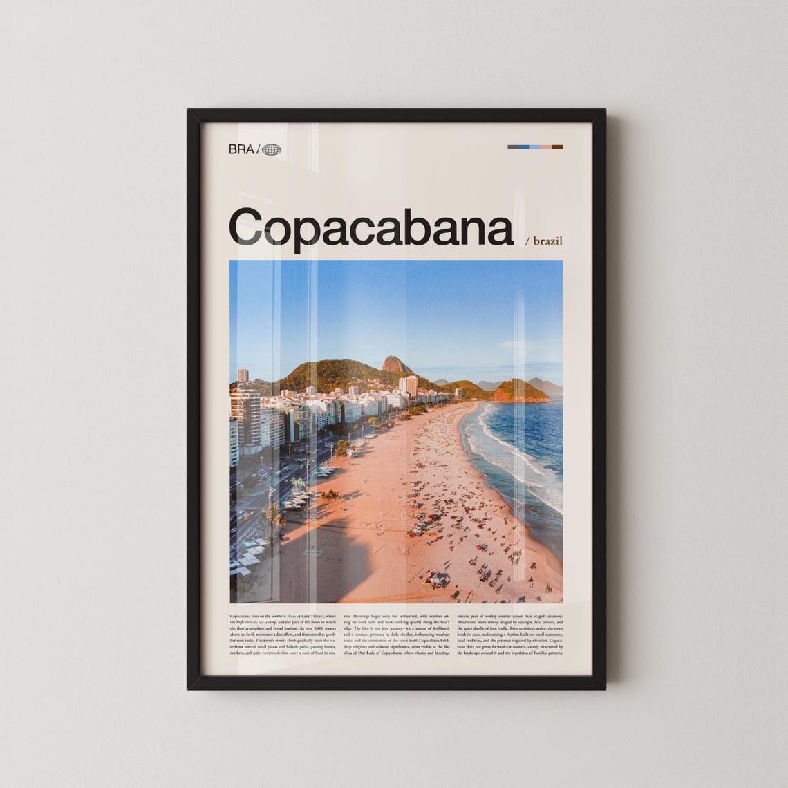 Copacabana Beach Rio de Janeiro Aerial Editorial Travel Poster