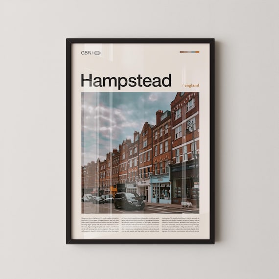Hampstead England Red Brick Streetscape Urban Travel Photo Poster