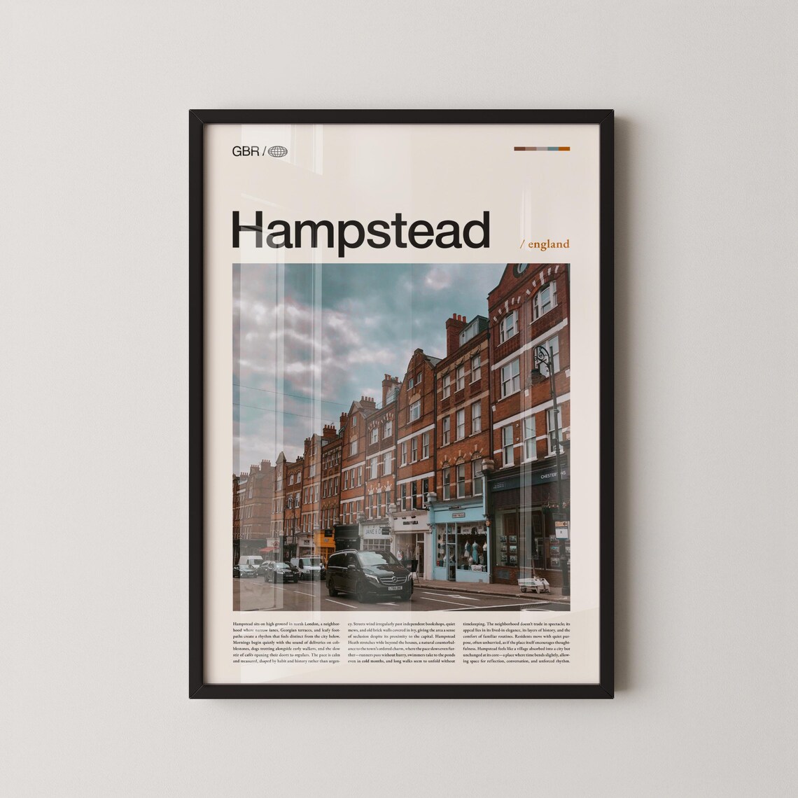 Hampstead England Red Brick Streetscape Urban Travel Photo Poster