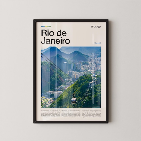 Rio de Janeiro Cable Car Mountains Brazil Photo Poster Travel Art