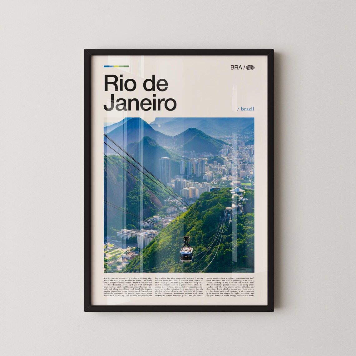 Rio de Janeiro Cable Car Mountains Brazil Photo Poster Travel Art