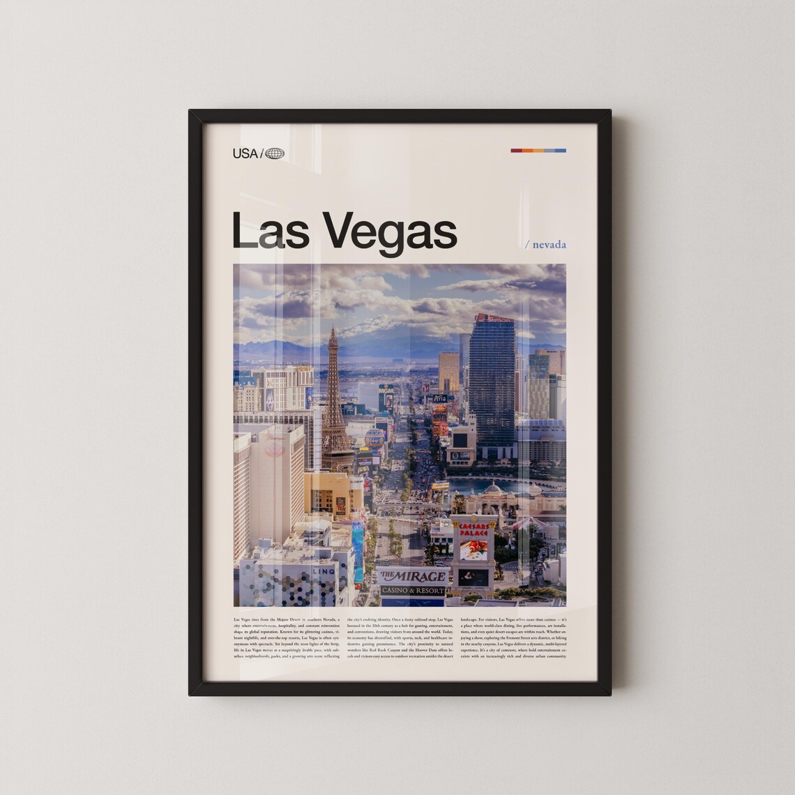 Las Vegas Sunset Strip Aerial View Palazzo Casino Travel Poster