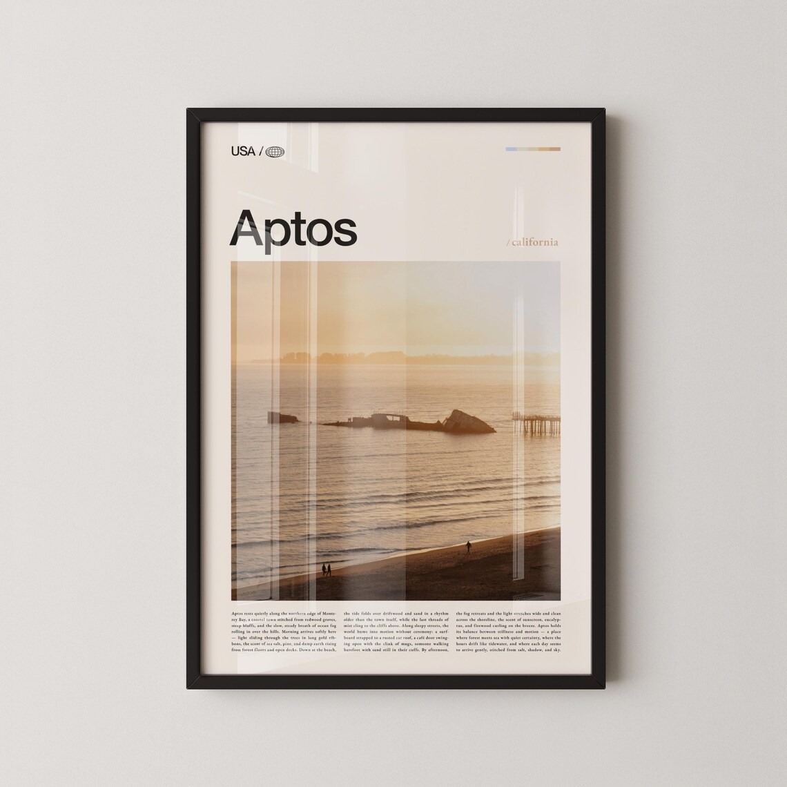 Aptos Seacliff State Beach Travel Poster, California