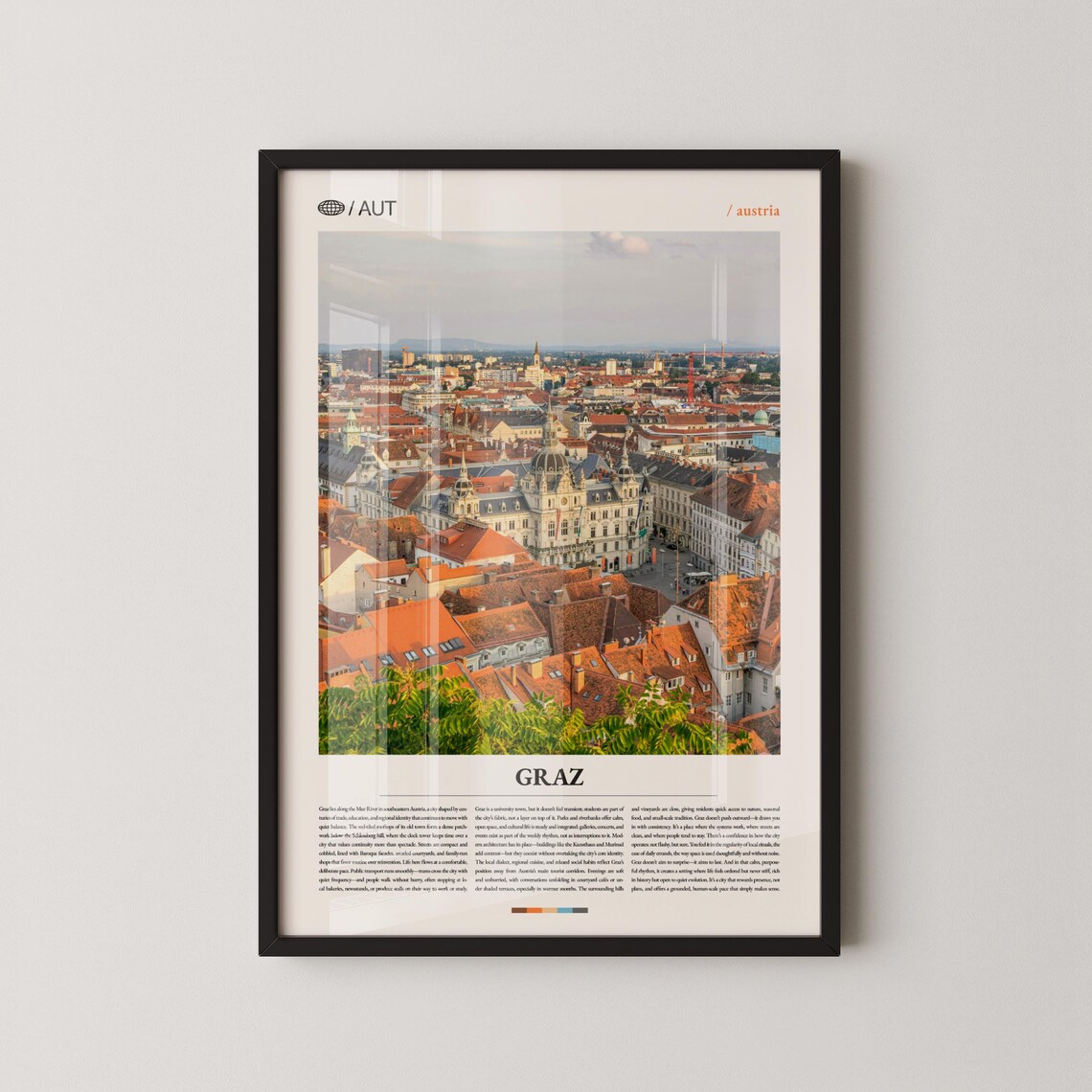 Graz Austria Historic Old Town Aerial Styria Photography Travel Poster