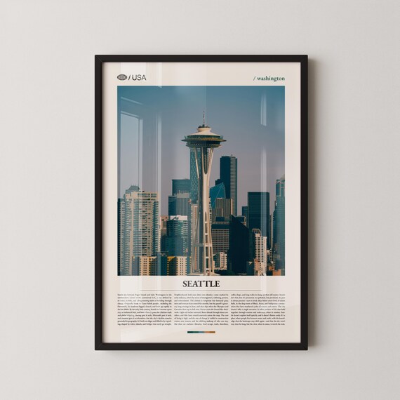 Seattle Space Needle Tower Close Up Washington Travel Poster