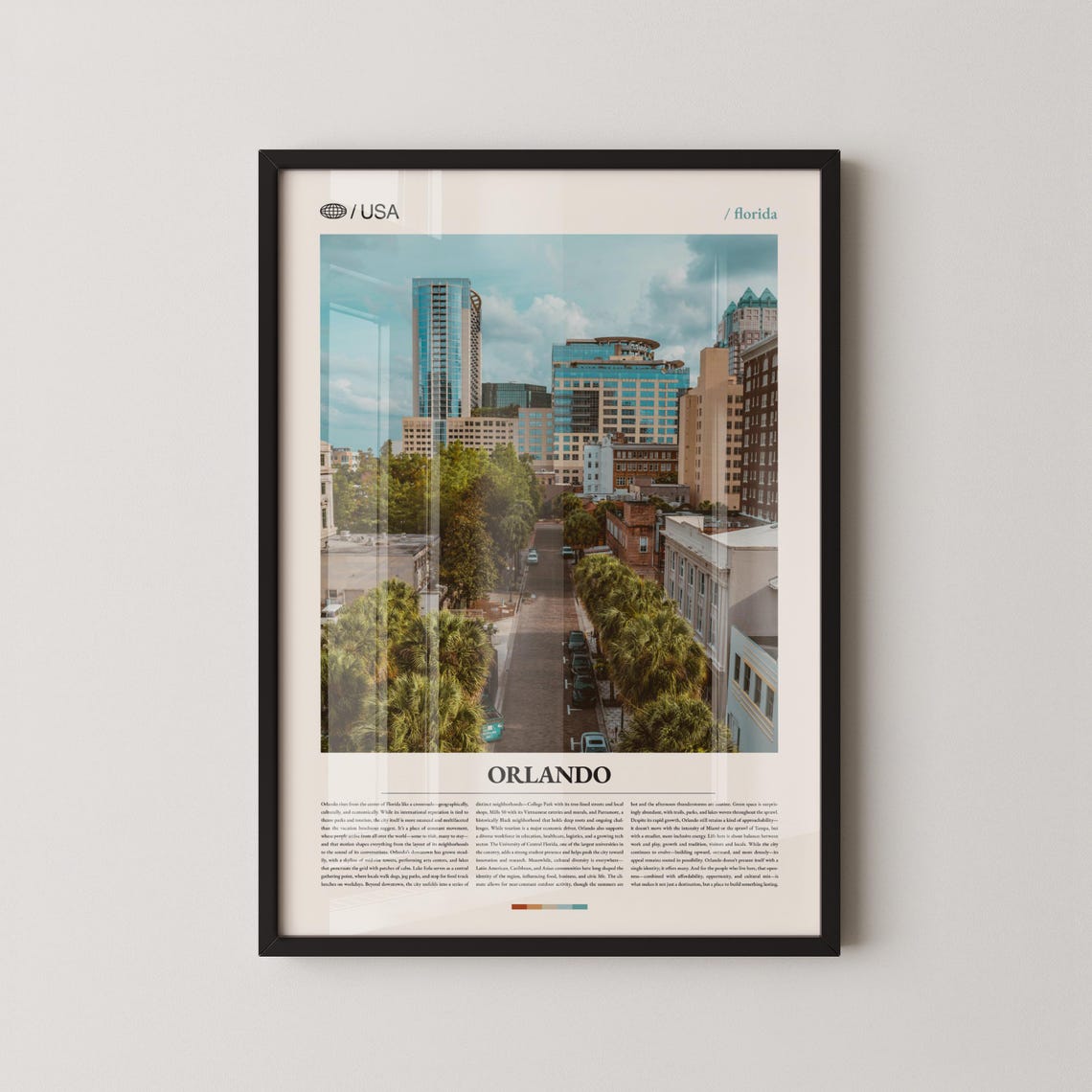 Orlando Downtown Skyline Street View Florida City Photography Poster