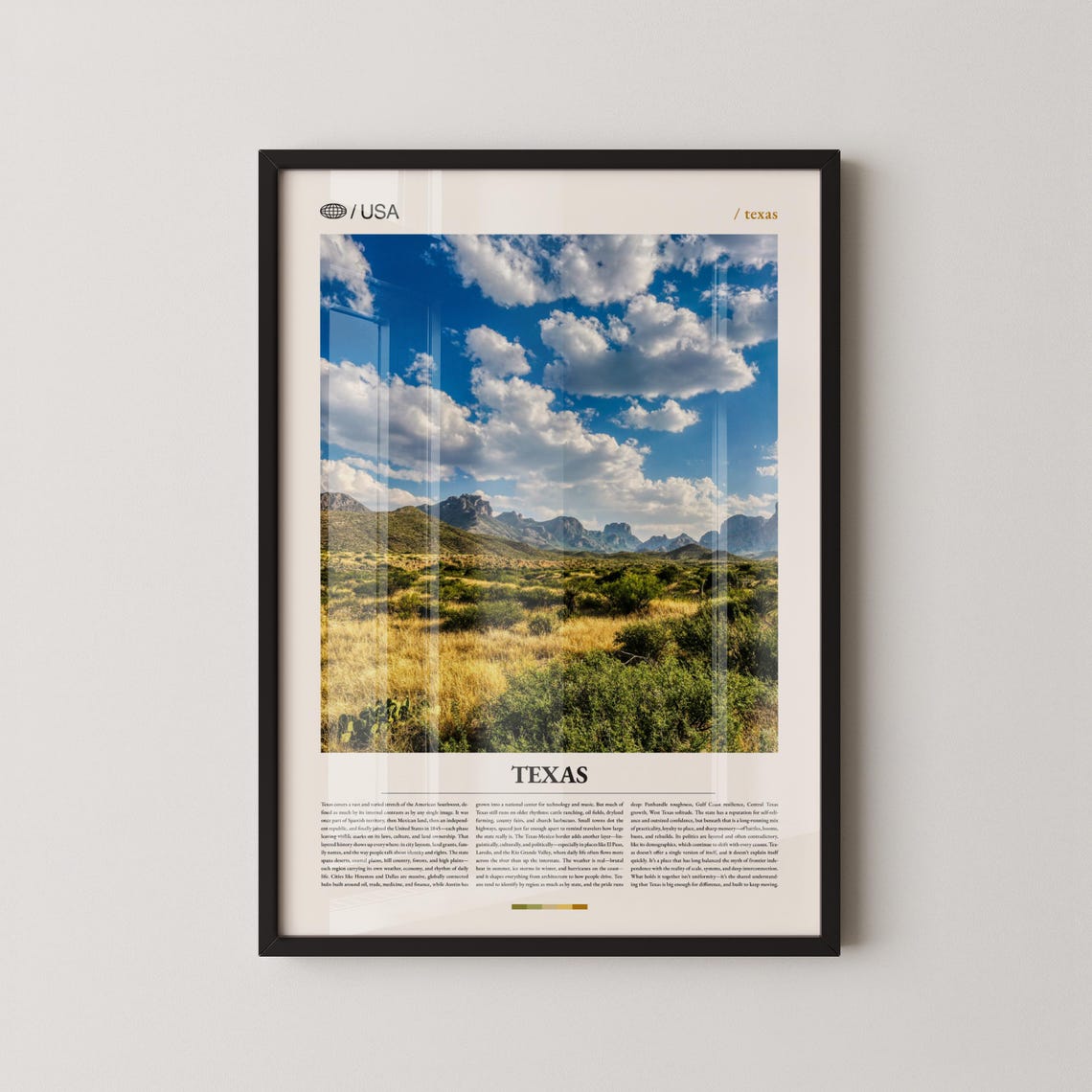 Texas Grassland Prairie Mountain Range Editorial Travel Poster