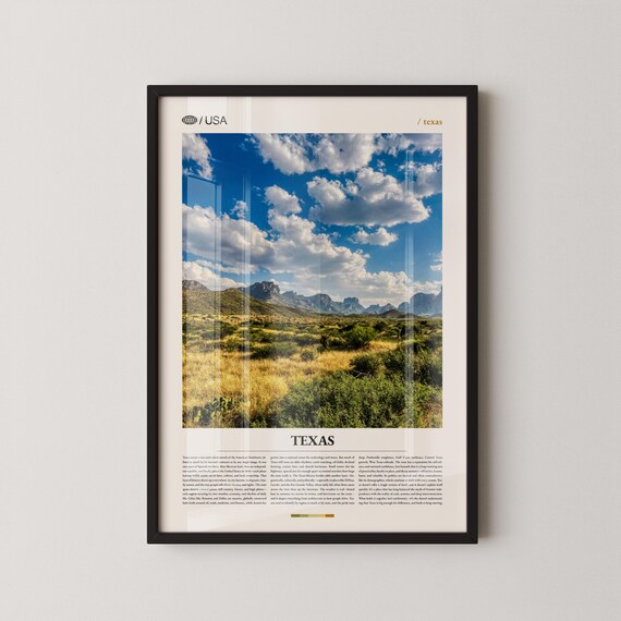 Texas Grassland Prairie Mountain Range Editorial Travel Poster