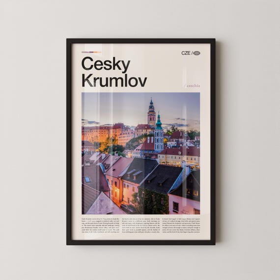 Cesky Krumlov Czechia Wall Art Historic Townscape Print Poster Scenic Vltava River Photography European Heritage Decor