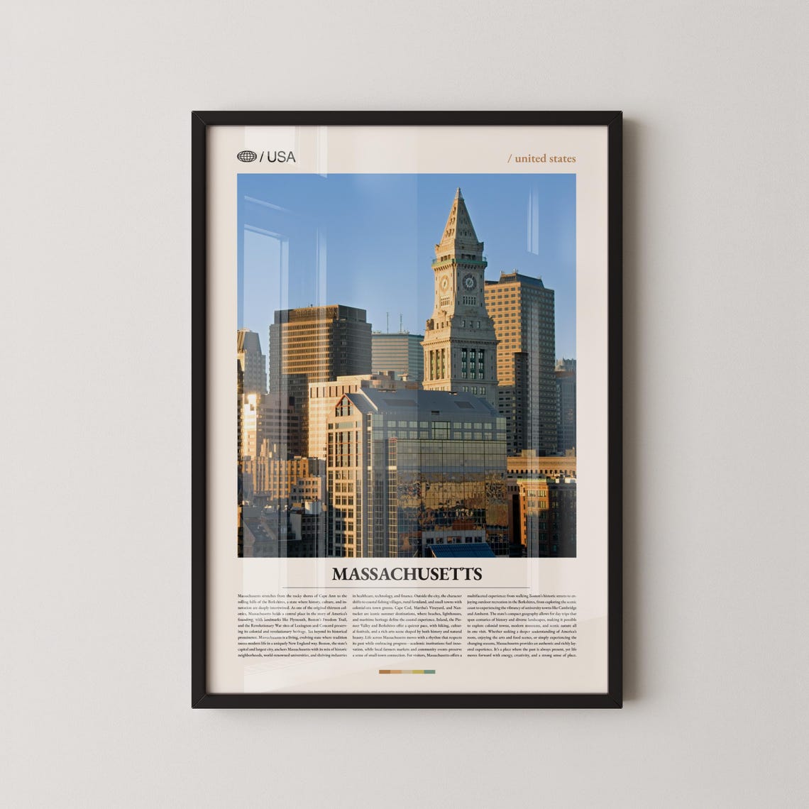 Massachusetts Custom House Tower Daytime Skyline Photo Poster