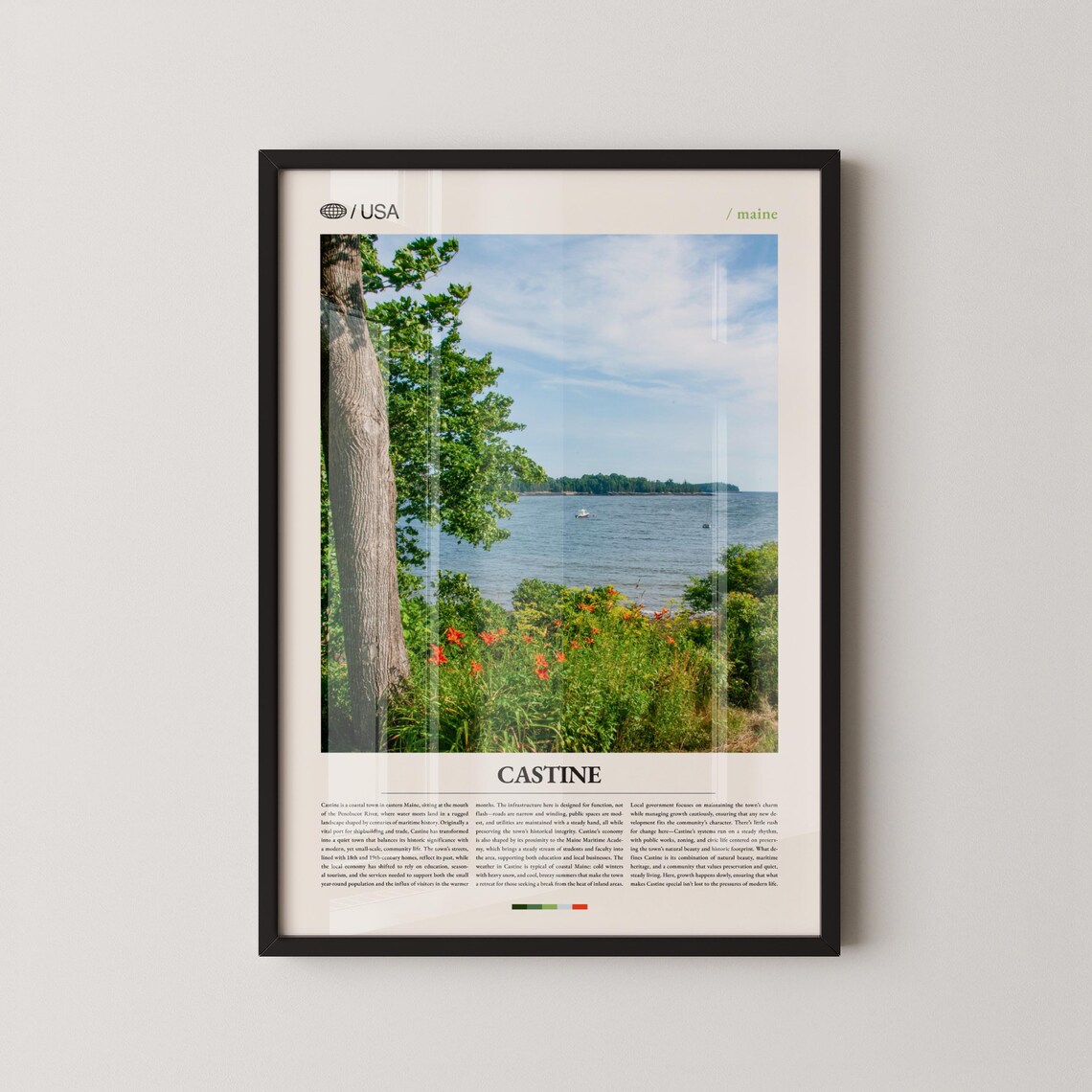 Castine Maine Harbor Coastal Town Seaside Modern Travel Poster USA
