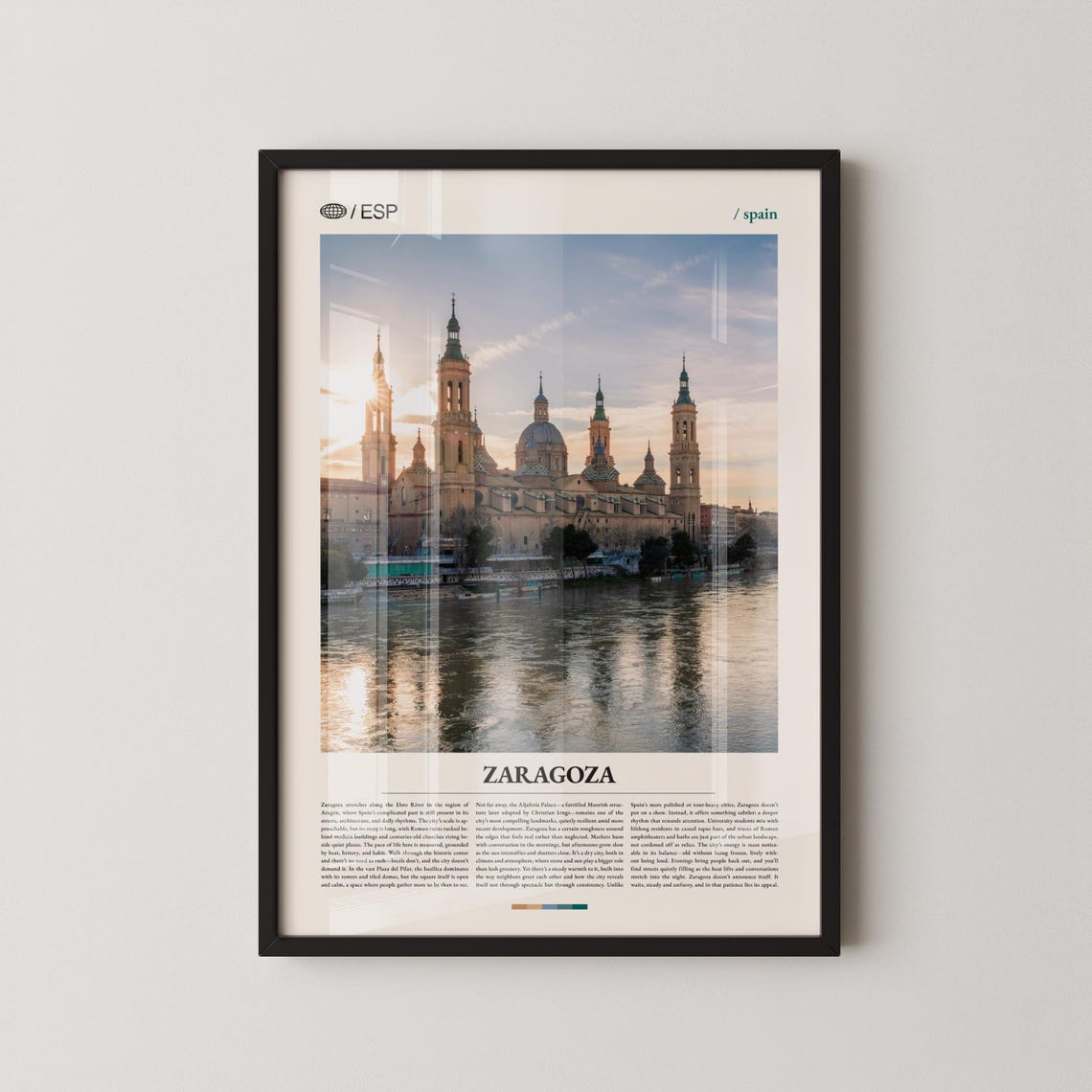 Zaragoza Spain Grand Basilica Glowing at Sunset Over the River Poster