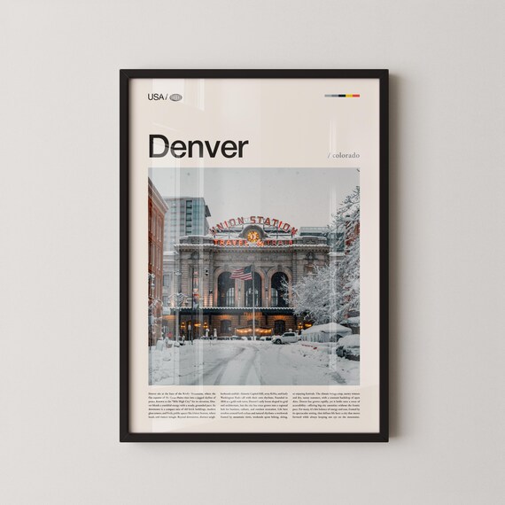 Denver Union Station Snowy Night Travel By Train Photo Art Poster