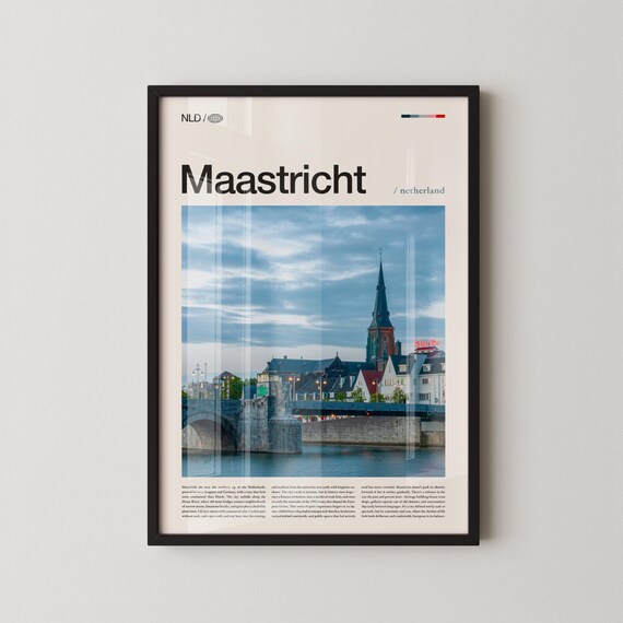 Maastricht Netherlands Bridge and Church Photography Travel Poster