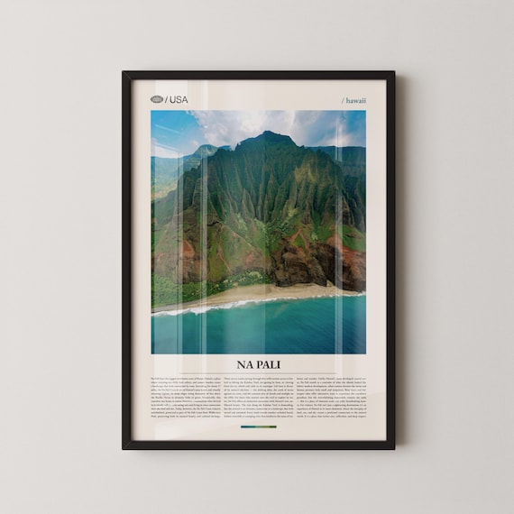 Na Pali Hawaii Dramatic Sea Cliffs Minimalist Travel Photo Poster