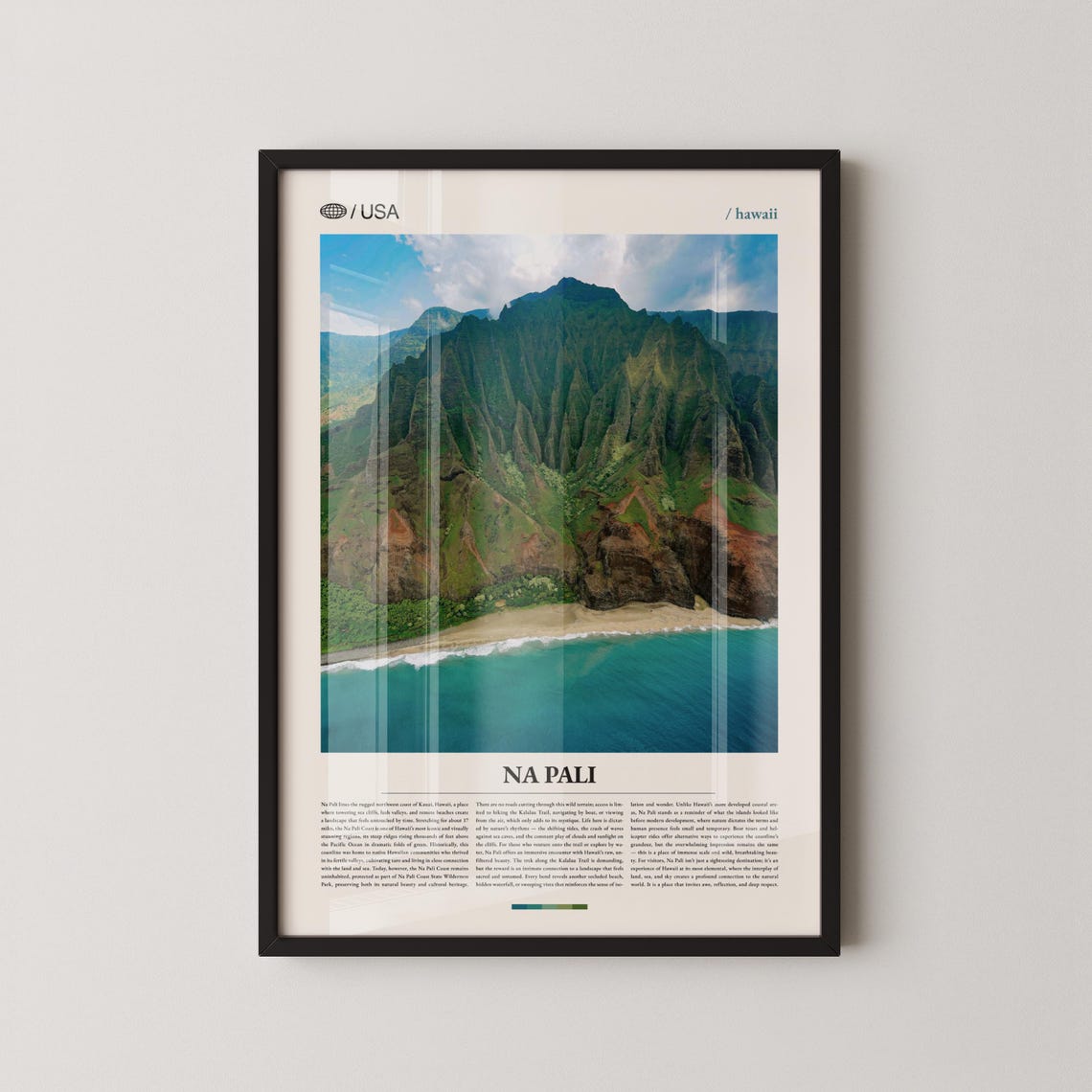 Na Pali Hawaii Dramatic Sea Cliffs Minimalist Travel Photo Poster