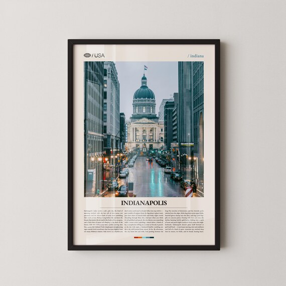 Indianapolis State House Dome Rainy Evening Street Photo Poster