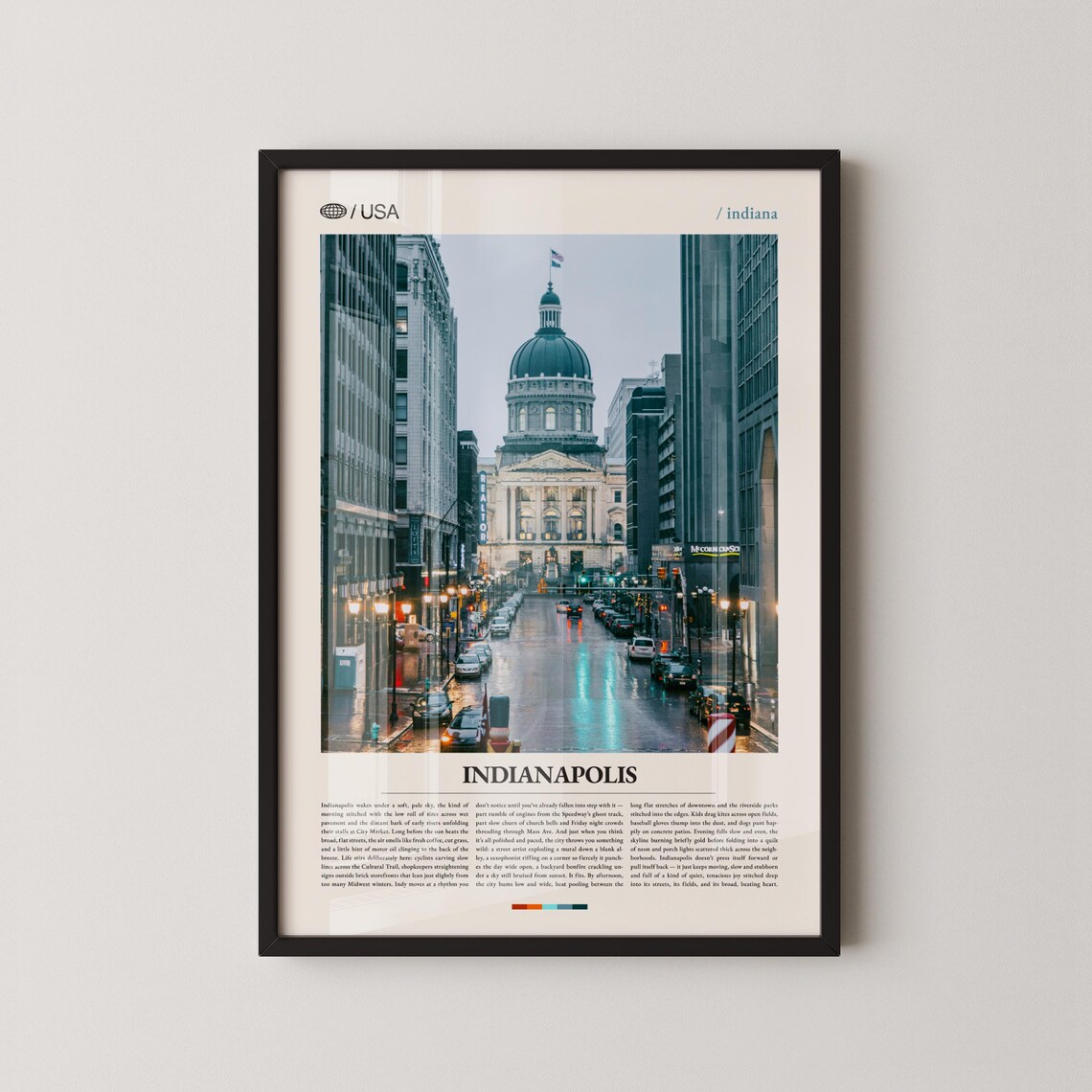 Indianapolis State House Dome Rainy Evening Street Photo Poster