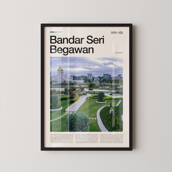 Bandar Seri Begawan Brunei Golden Mosque Gardens Cityscape Poster