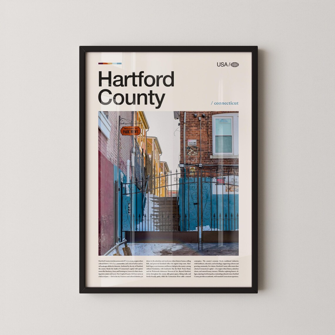 Hartford County Connecticut Urban Alley Gate Photography Art Poster