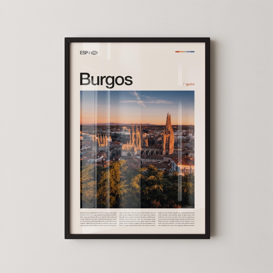 Burgos Spain Cathedral At Sunset Cityscape Travel Poster Design
