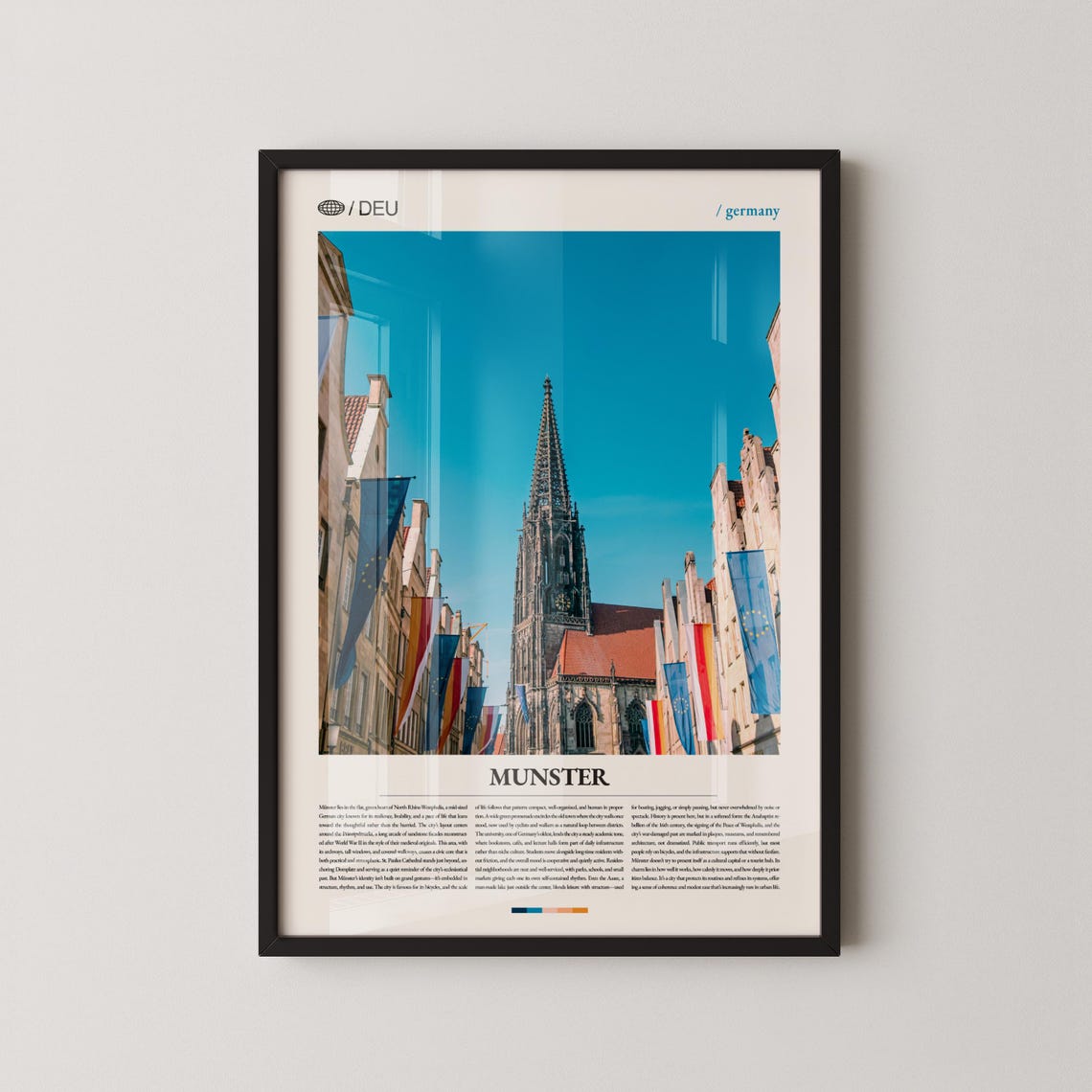 Munster Germany Historic Cathedral Street Photo Travel Poster