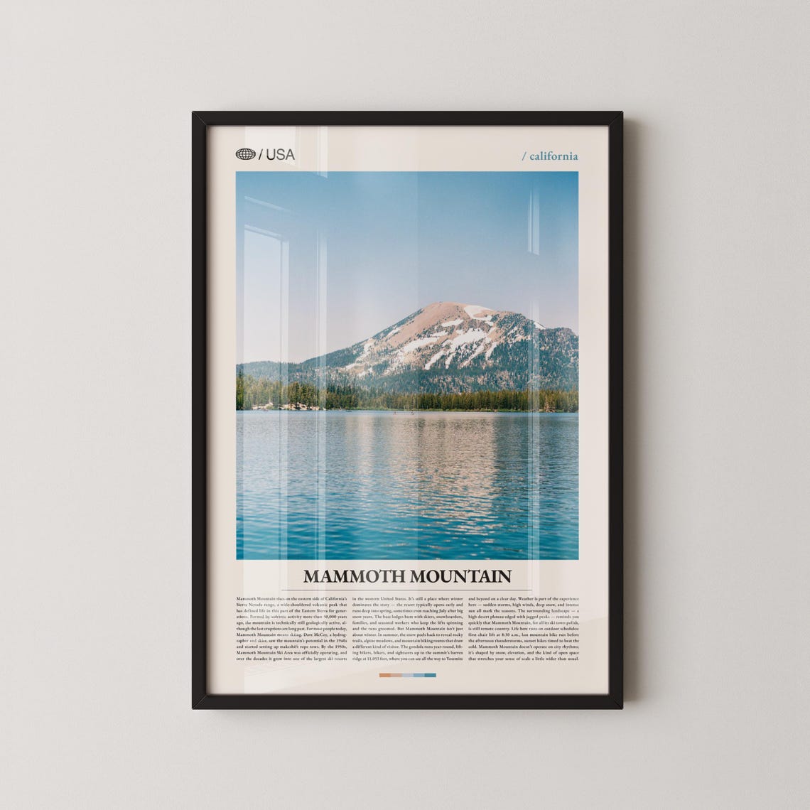 Mammoth Mountain California Snowy Peak Lake Photo Travel Poster