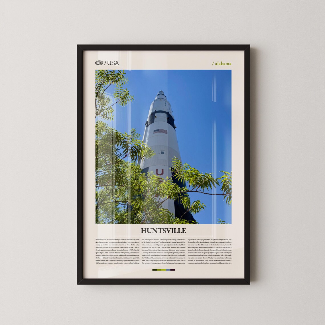 Huntsville Alabama Saturn V Rocket Photo Space City Travel Poster